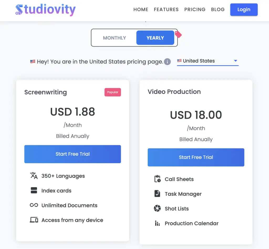 studiovity pricing